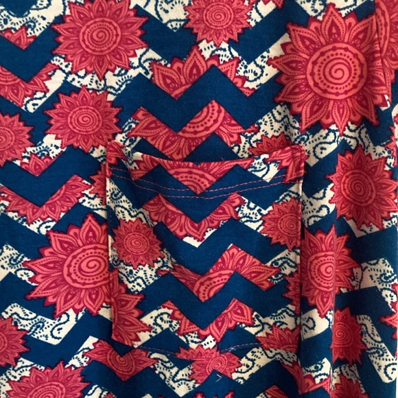 Lularoe Carly Pink Blue Floral Chevron print size Large - Picture 4 of 10